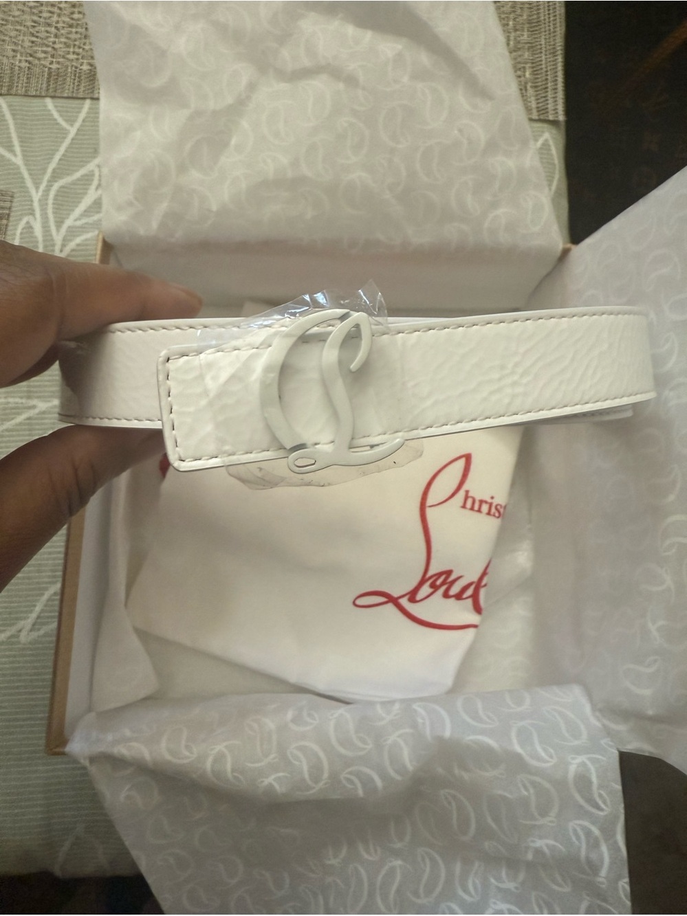 Christian Louboutin white reversible belt. Brand new, with box, in giftable .